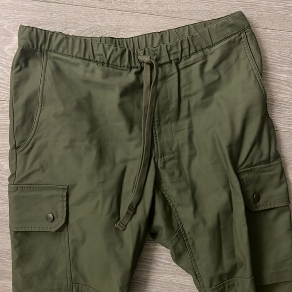 Beams Green Drawstring Cargo Pants - Picture 2 of 4